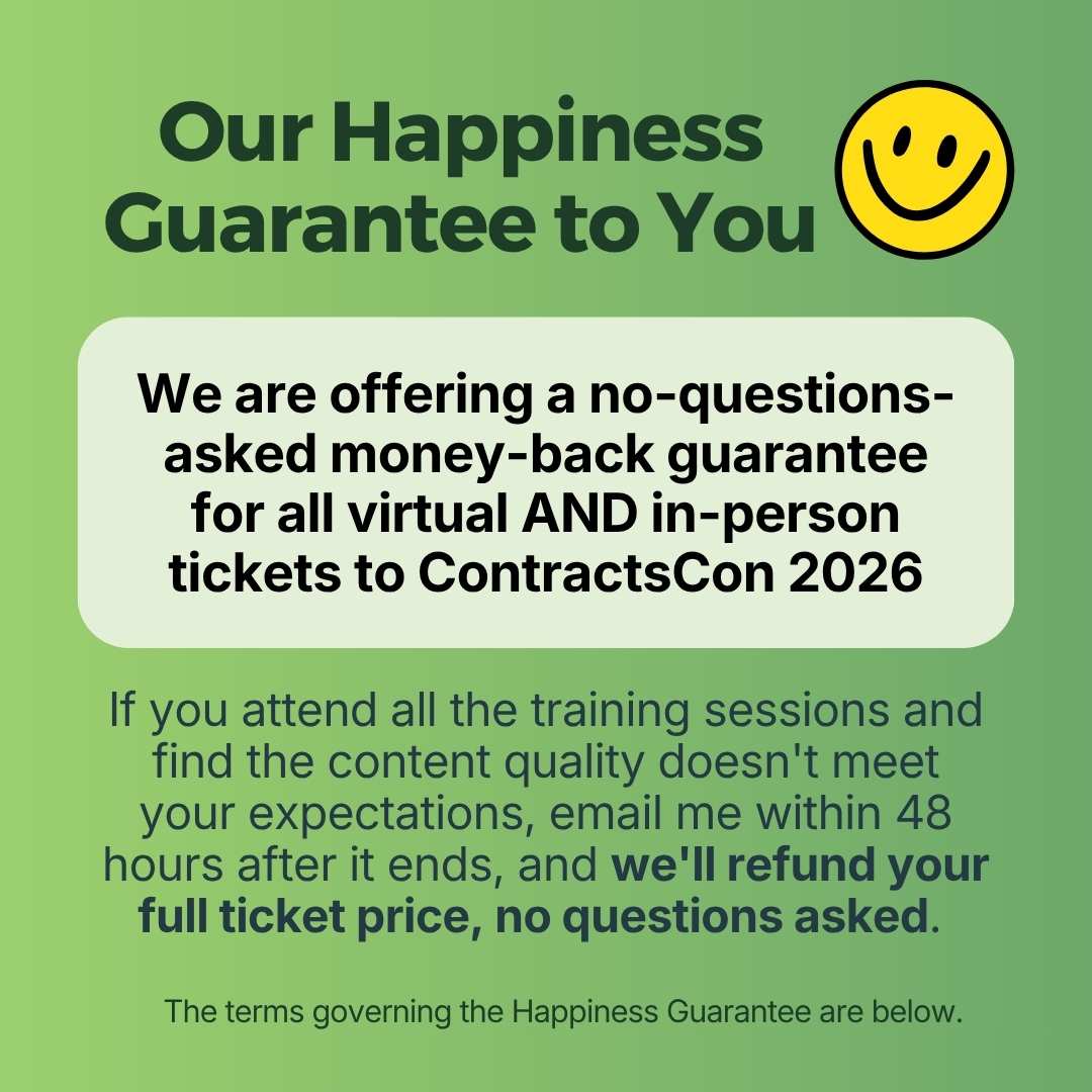 ContractsCon 2026 Happiness Guarantee